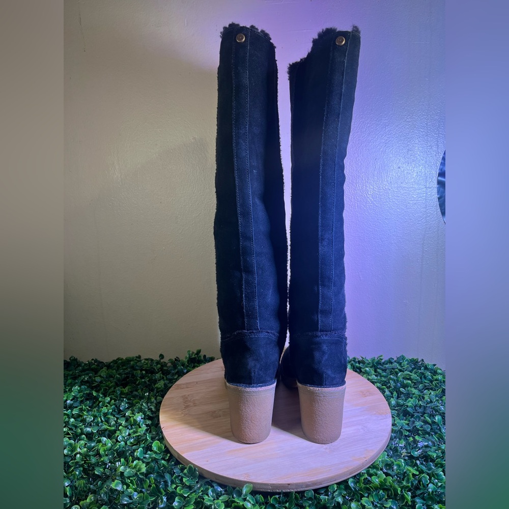 🔥 UGG KASEN TALL BOOTS BLACK SUEDE PULL UP SHEEPSKIN LINING WOMENS SZ 9.5 - Picture 4 of 9